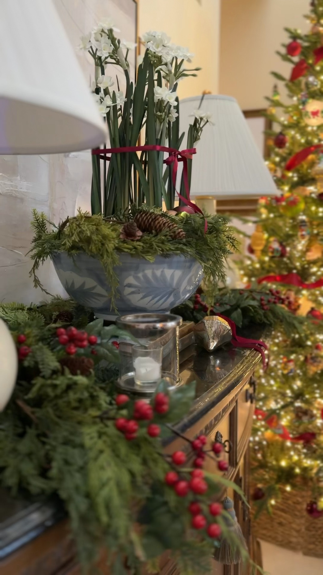 Faux paperwhites are one of my favorite elegant holiday plants for decorating. I’ve had these same ones since last year and love them grouped in a large blue & white bowl or styled individually in a small vase or vessel. A beautiful way to add a classic holiday touch without the upkeep.

#LTKHome #LTKSeasonal