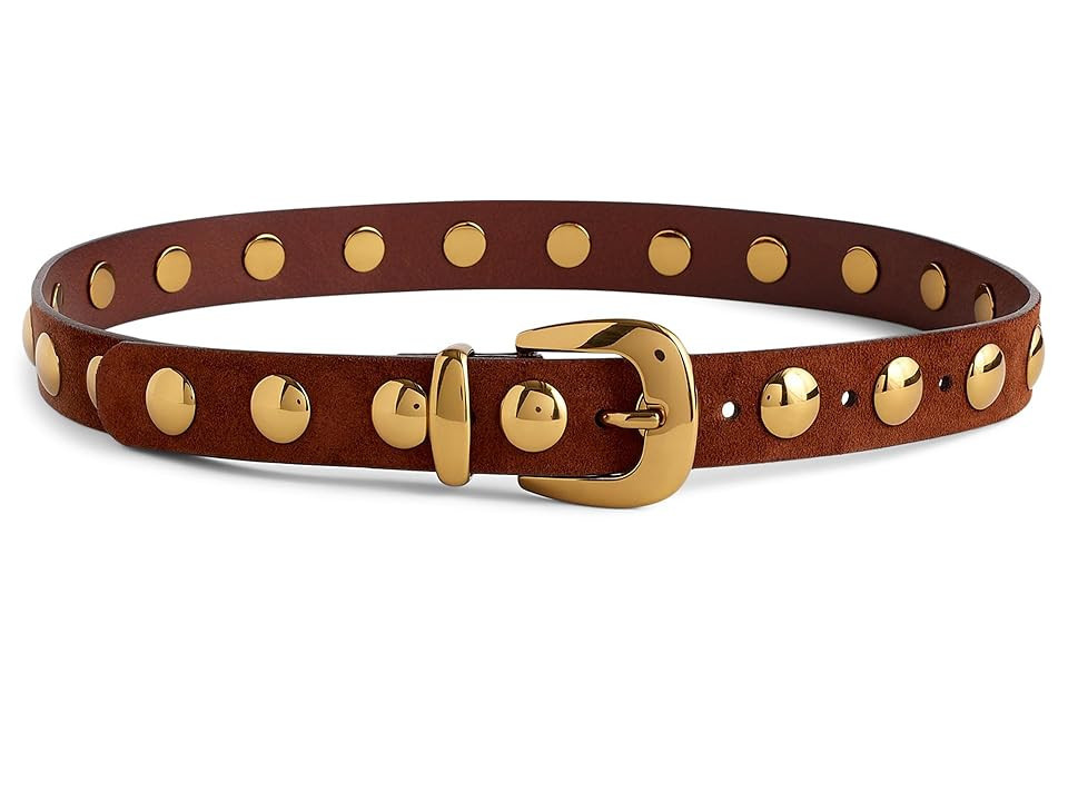 Madewell Clean Western Women's Belt : Suede Dome Studs Women's Belts Soft Mahogany : LG, Leather/Suede | Zappos