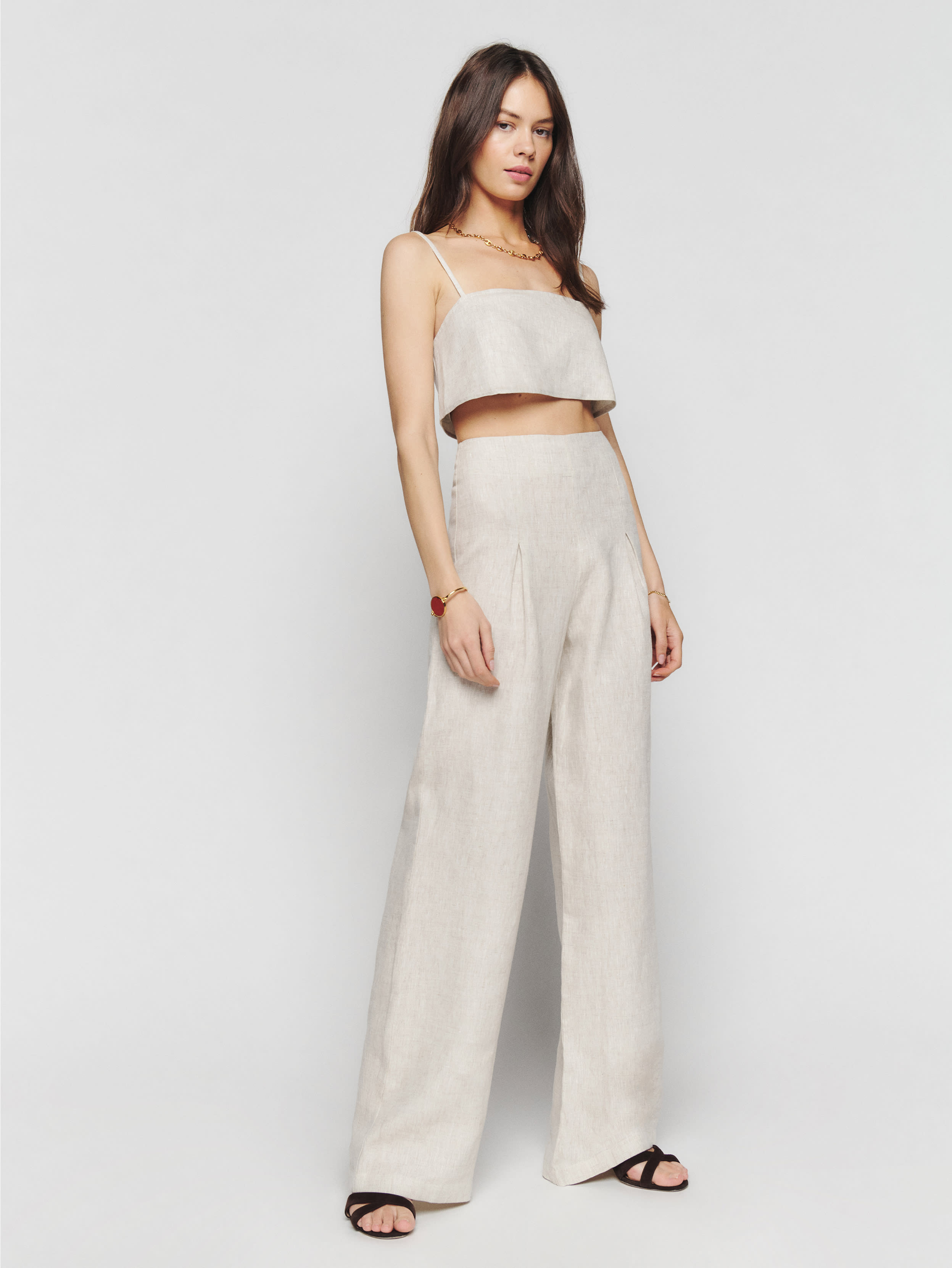 Petites Cleo Linen Pant | Reformation (Global)