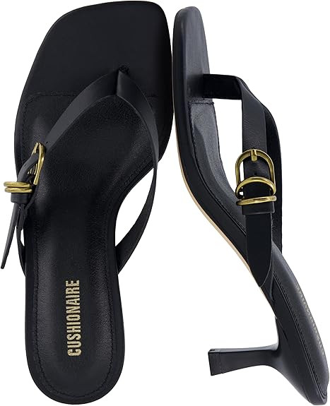 CUSHIONAIRE Marlin Low Kitten Heels for Women, Thong Style Dressy Heeled Womens Sandals with Adju... | Amazon (US)