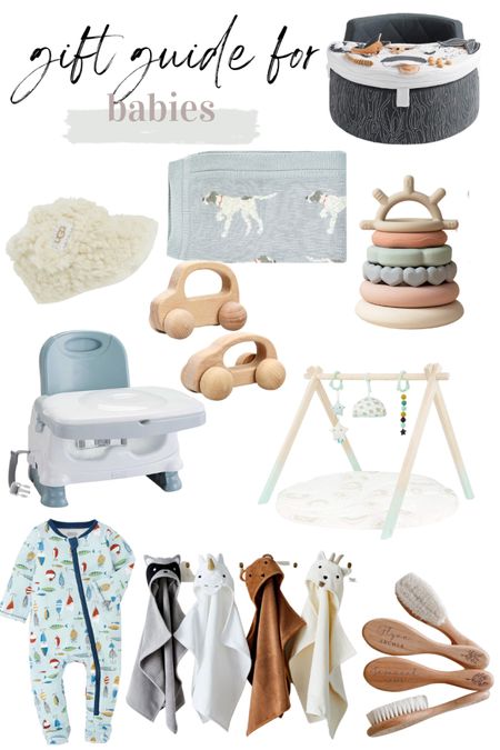 Gift guide for babies, activity center, Ugg booties, baby blankets, baby play gym, wooden cars, onesie, sleeper, hooded towel, wooden brush 

#LTKHoliday #LTKGiftGuide #LTKSeasonal