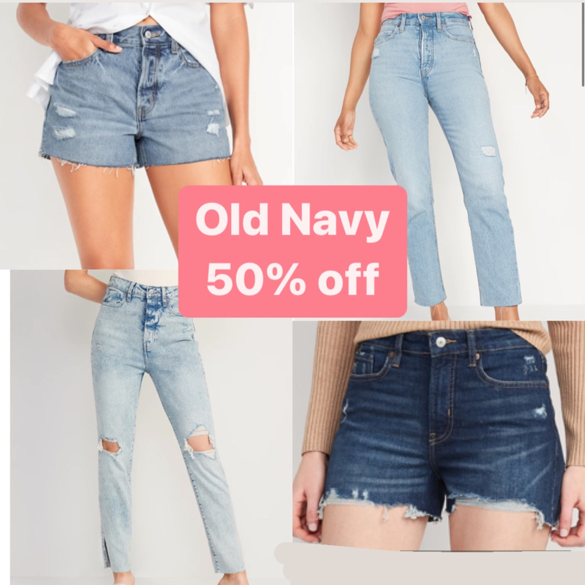 Old navy jeans denim and shorts 50% off 

#LTKsalealert #LTKunder50 #LTKFind