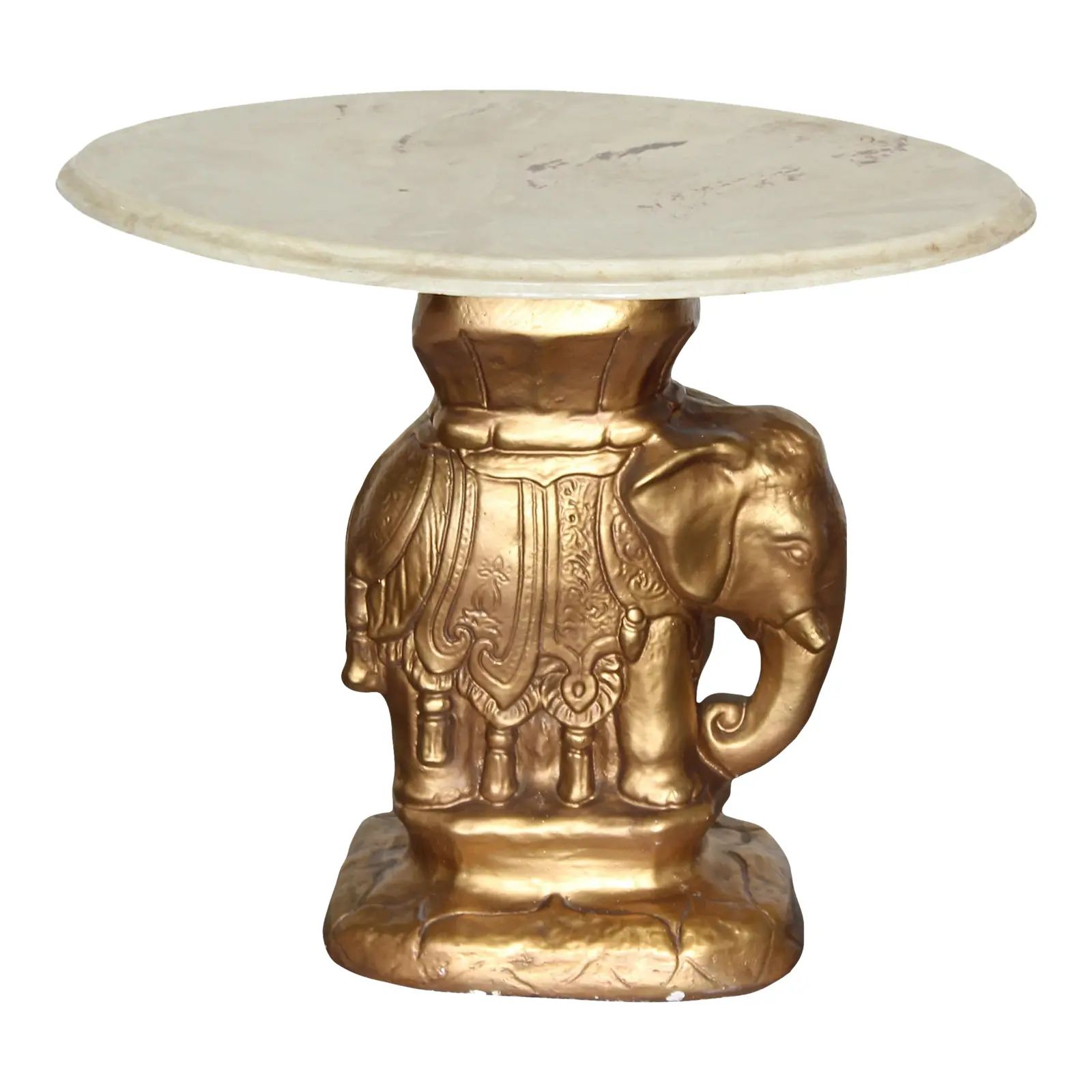 1970s Vintage Marble Top Elephant Side Table | Chairish
