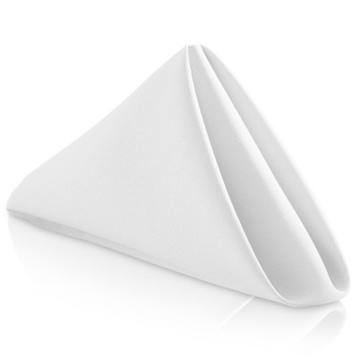 Lann's Linens Set of 12 Reusable Cloth Dinner Napkins, 17-inch Polyester Table Napkins for Holidays, Weddings and Events, Machine Washable, White | Target