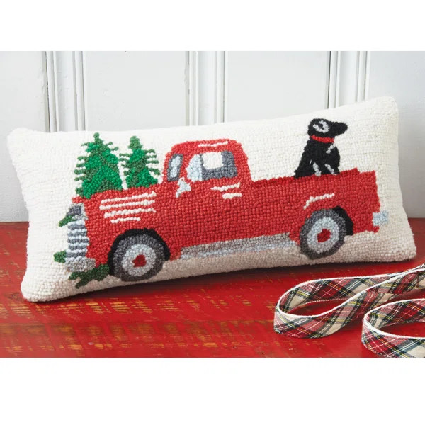 Truck and Dog Hooked Rectangular Wool Pillow Cover & Insert | Wayfair North America