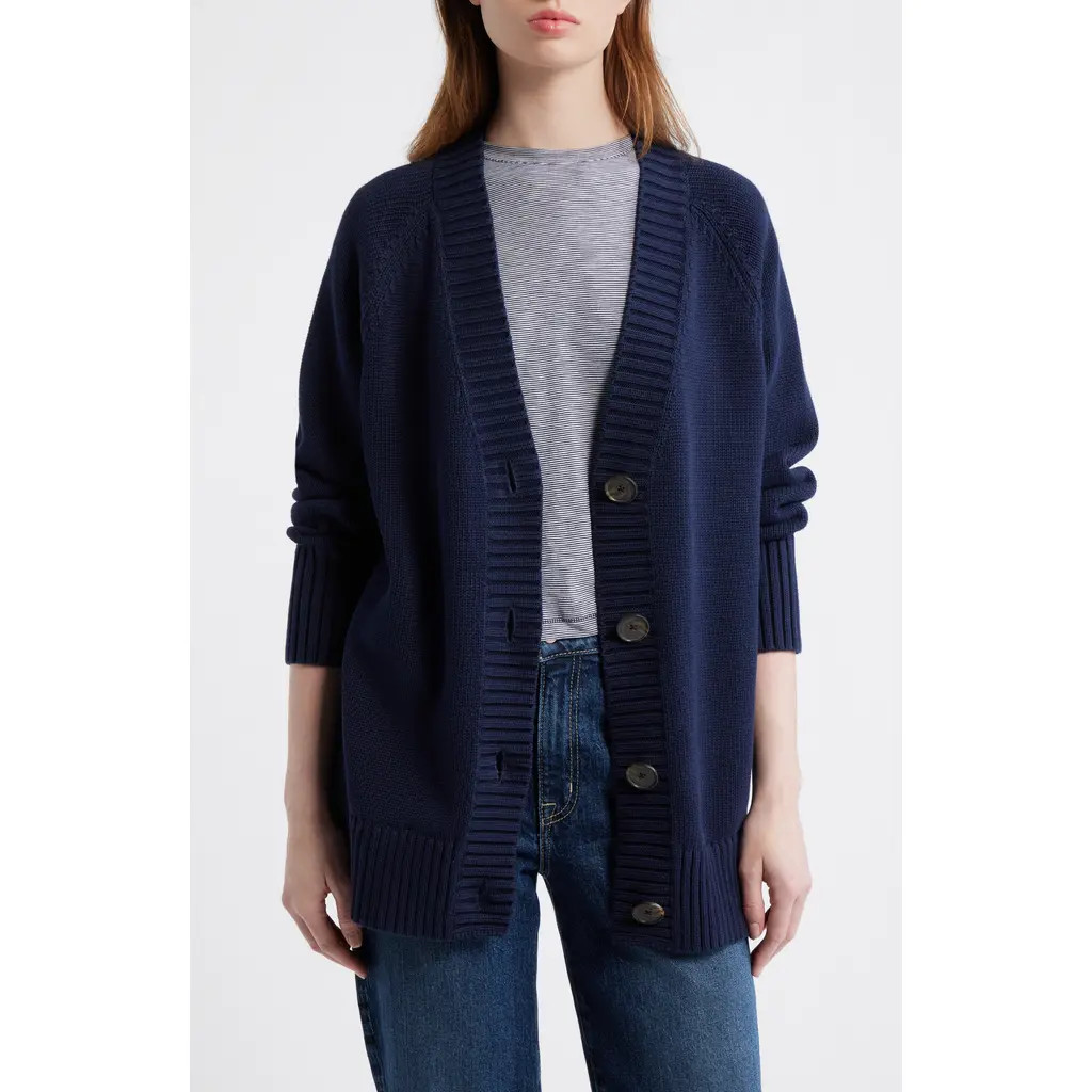 Madewell Oversized Cotton Cardigan in Midnight Navy at Nordstrom, Size Xx-Small | Nordstrom