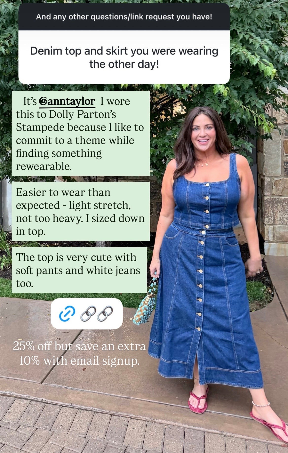 I love this set by Ann Taylor, but the top is also really cute by itself with soft pants or the Good American white pants tagged in the next post. The material isn’t too heavy and has a gentle stretch; I sized down in the top. 25% off + an extra 10% with email signup!

#LTKMidsize #LTKSaleAlert