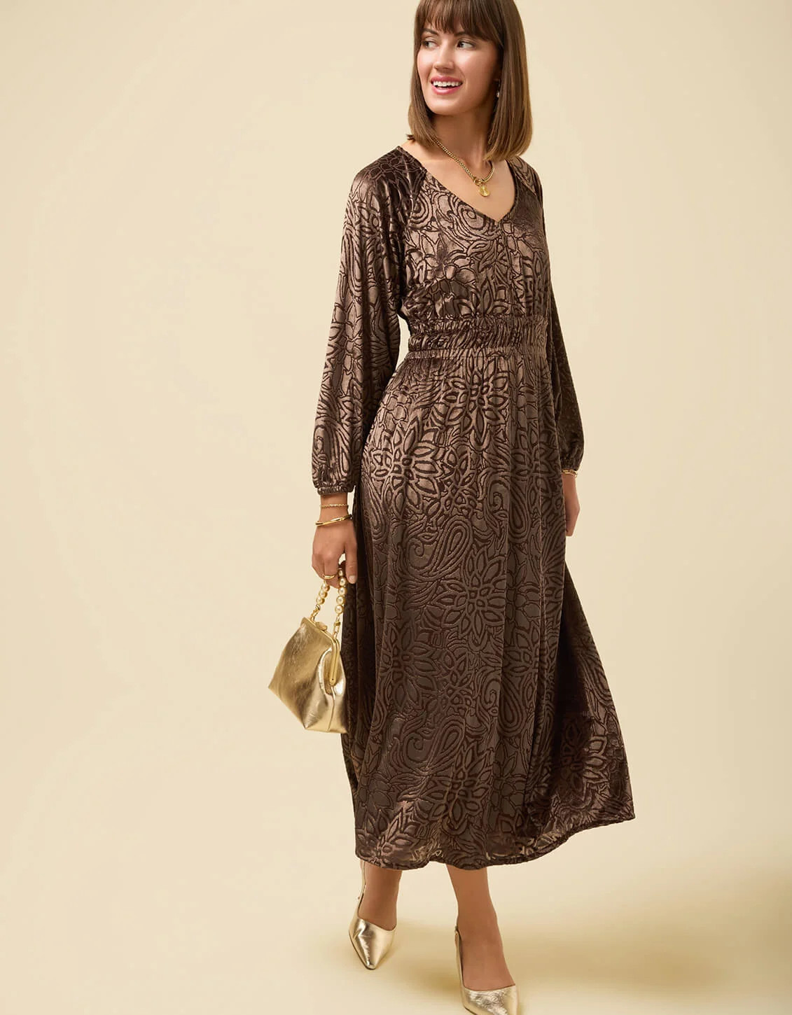 Fiona Midi Dress Etta Velvet Burnout | Spartina 449