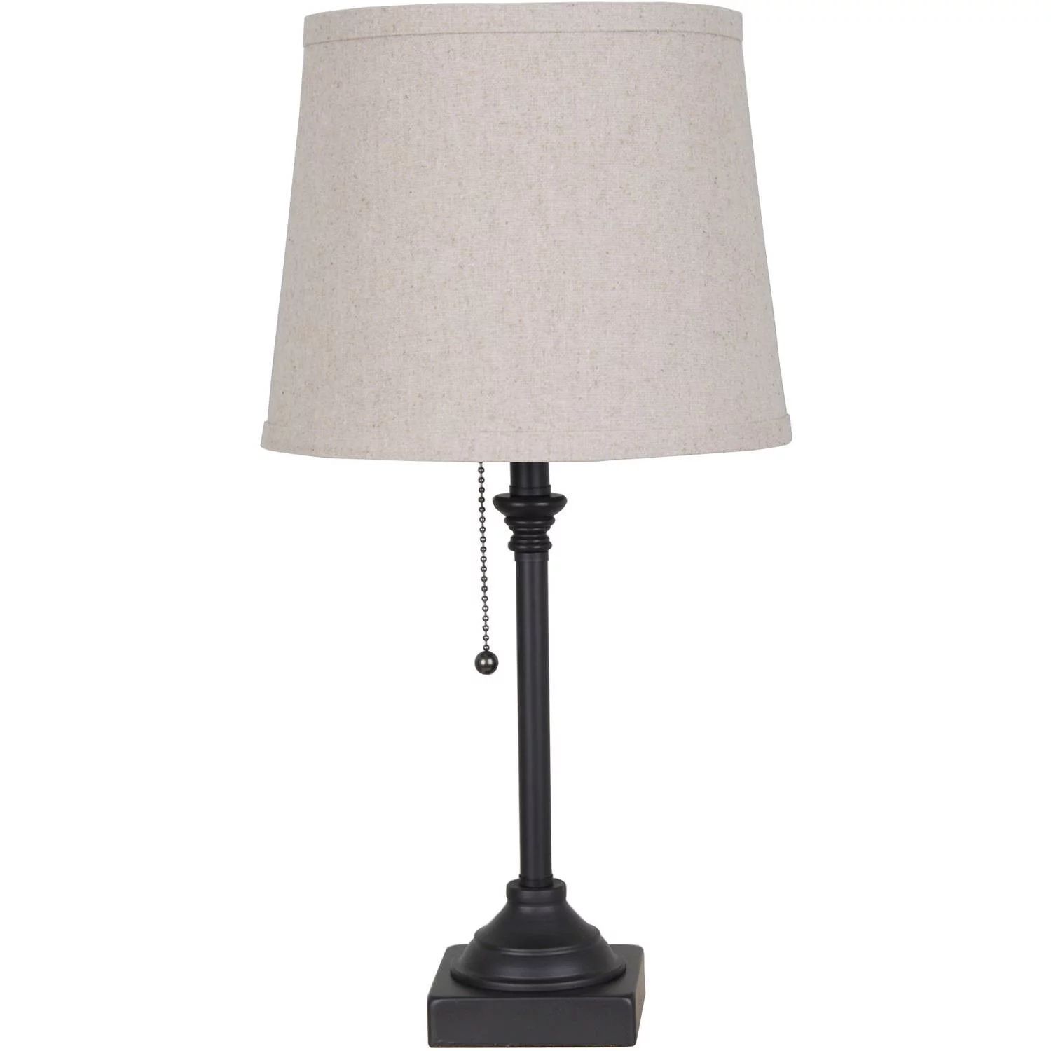 Mainstays Bronze & Beige Metal Pull Chain Transitional Accent Lamp 19"H | Walmart (US)