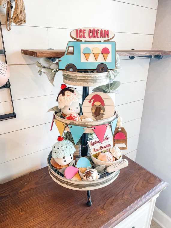 Ice Cream Tiered Tray Decor  Ice Cream Tiered Tray Signs  | Etsy | Etsy (US)