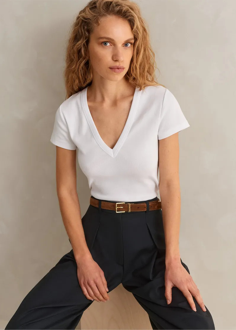 Ultimate Fitted Rib V-Neck Tee | ME+EM Global (Excluding US)