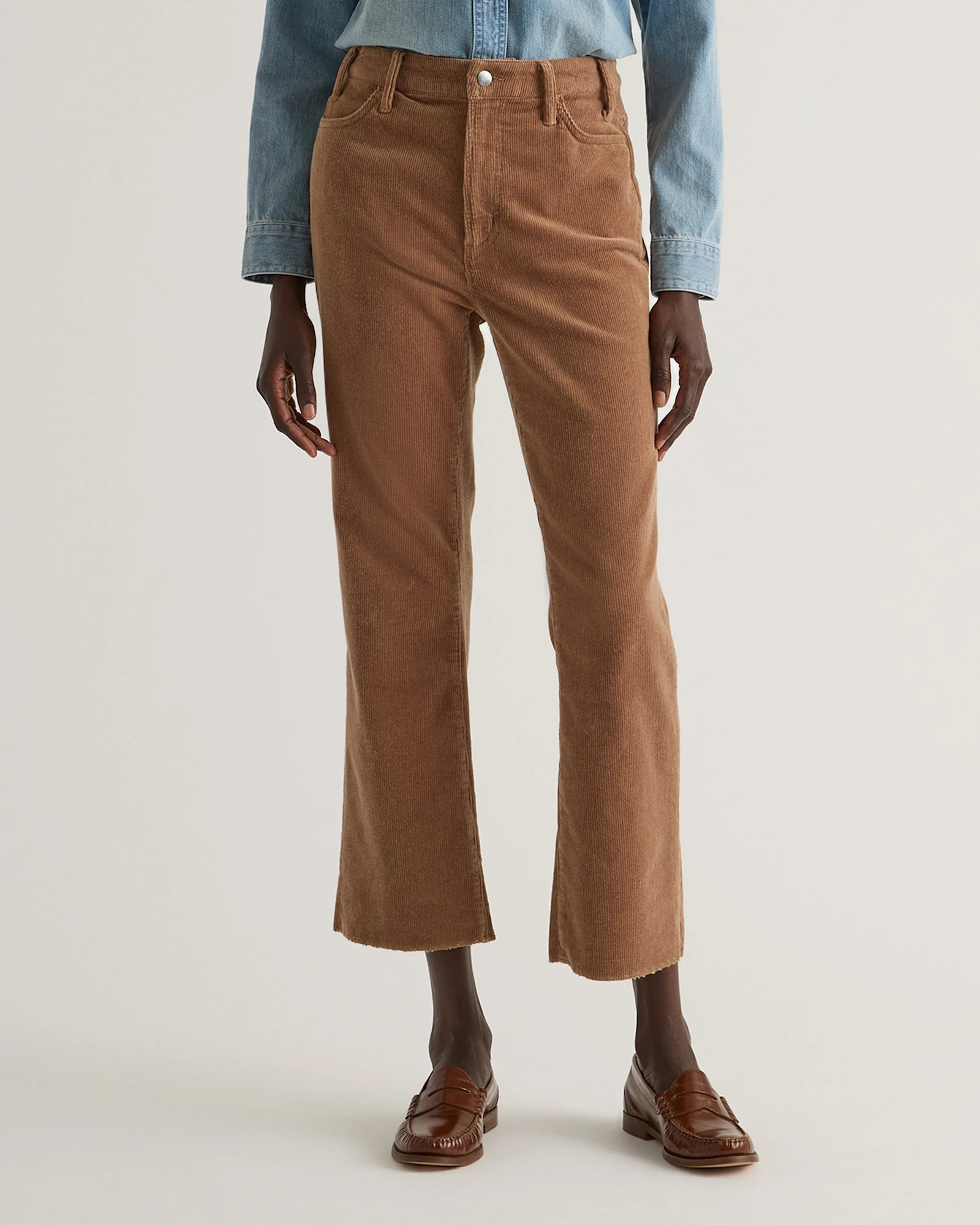 Quince | Women's Organic Stretch Corduroy Kick Flare Pants in Warm Brown, Size 0, Organic Cotton | Quince