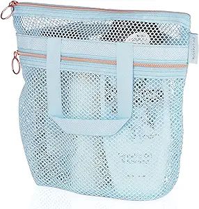 Mesh Shower Caddy 10.2x9.9'' Quick Dry Shower Bag with Zipper & 2 Pockets. Portable Shower Tote, ... | Amazon (US)