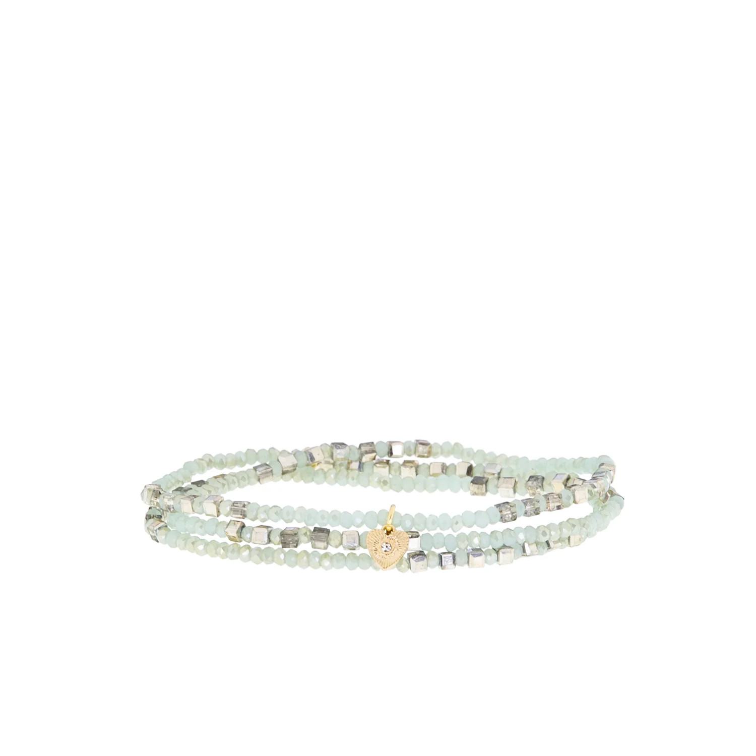 crystal stretch wrap bracelet with heart charm | Marlyn Schiff