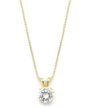 Mariell Cubic Zirconia Crystal Gold Pendant Necklace for Women, 2 Carat CZ, Bridal Wedding Jewelr... | Amazon (US)