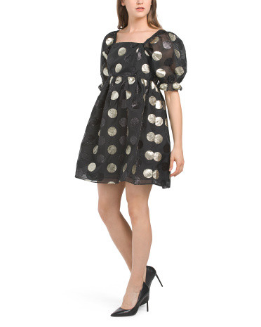 Dot Organza Babydoll Mini Dress | TJ Maxx