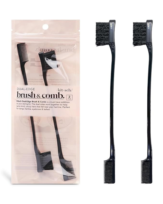 Kitsch Double-Sided Edge Fixer and Hair Styling Brush Set - Soft Nylon Bristles, Dual Edges for G... | Amazon (US)