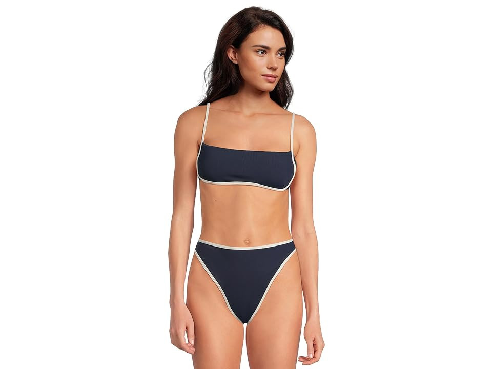 L*Space Hazel Top Women's Swimwear Midnight/Cream : SM, Nylon/Spandex | Zappos