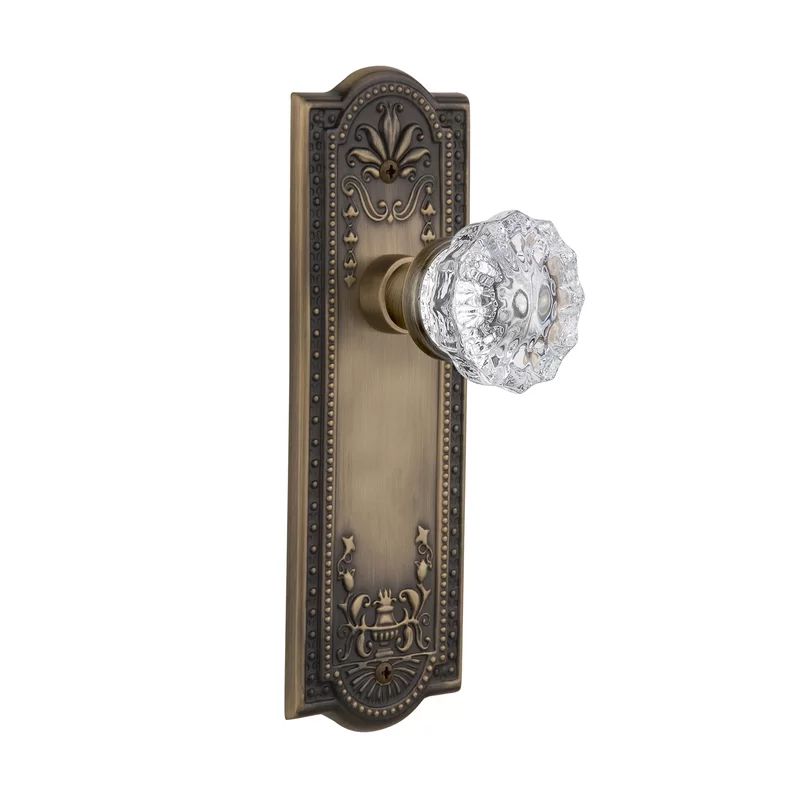 Clear Crystal Privacy Door Knob with Meadows Long Plate | Wayfair North America