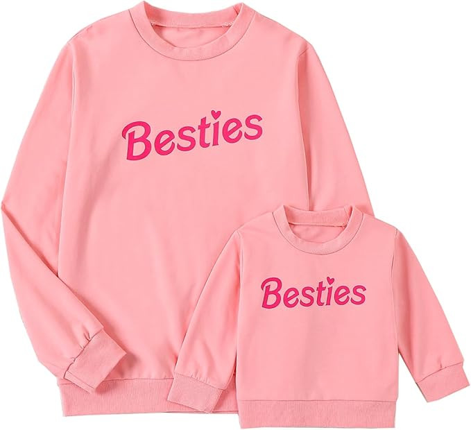 OUEINANEG Mommy and Me Matching Outfits Letter Print Long Sleeve Crewneck Pullover Tops Christmas... | Amazon (US)