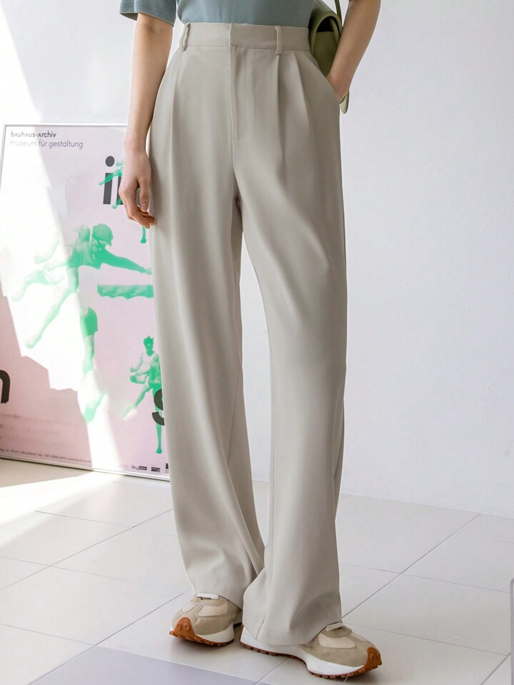 Dazy-Less Pantalones Rectos De Pierna Con Detalles Plisados | SHEIN