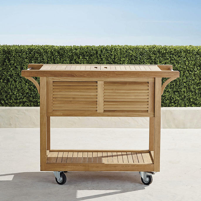 Teak Bar Cart with Beverage Tub | Frontgate | Frontgate
