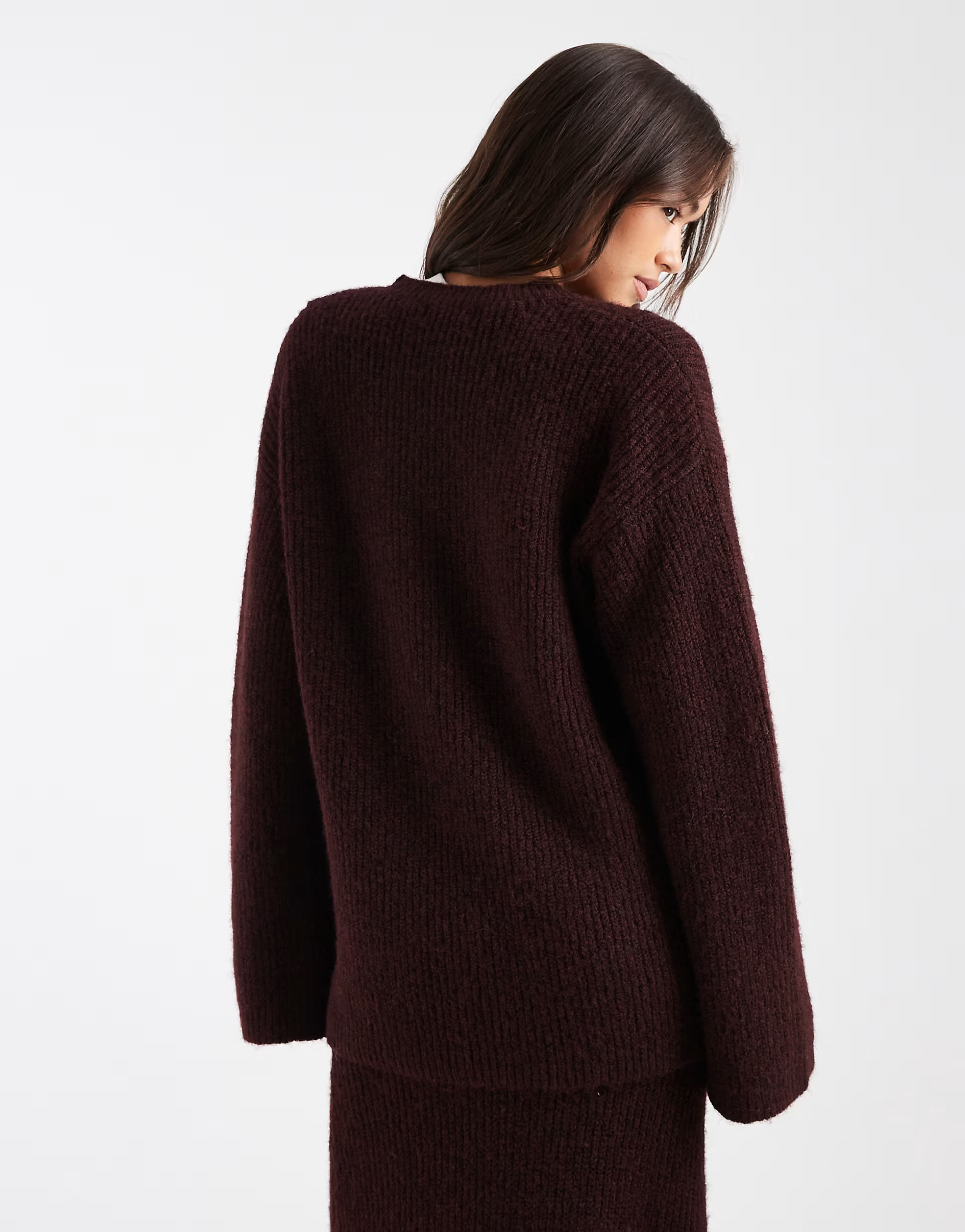4th & Reckless wool feel ribbed knit wide sleeve oversized jumper co-ord in plum | ASOS | ASOS (Global)