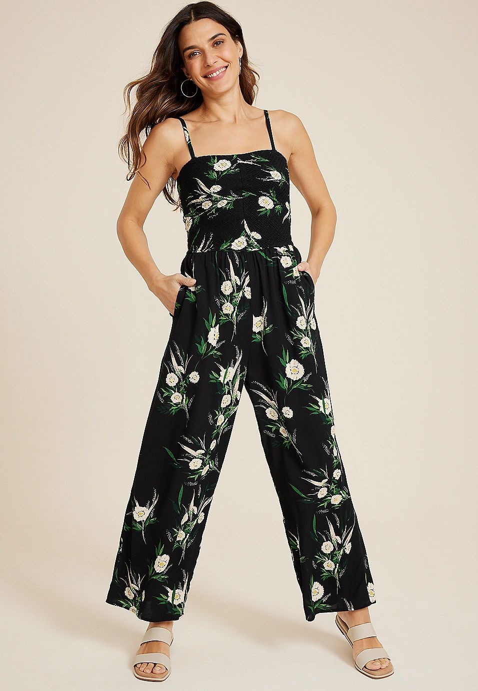 Floral Smocked Jumpsuit | Maurices
