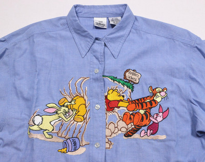 VTG The Disney Store Embroidered Denim Shirt Size M Winnie The Pooh Jean Blouse | eBay US