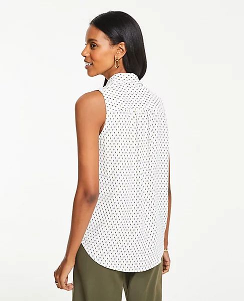 Petite Ikat Dot Sleeveless Camp Shirt | Ann Taylor (US)