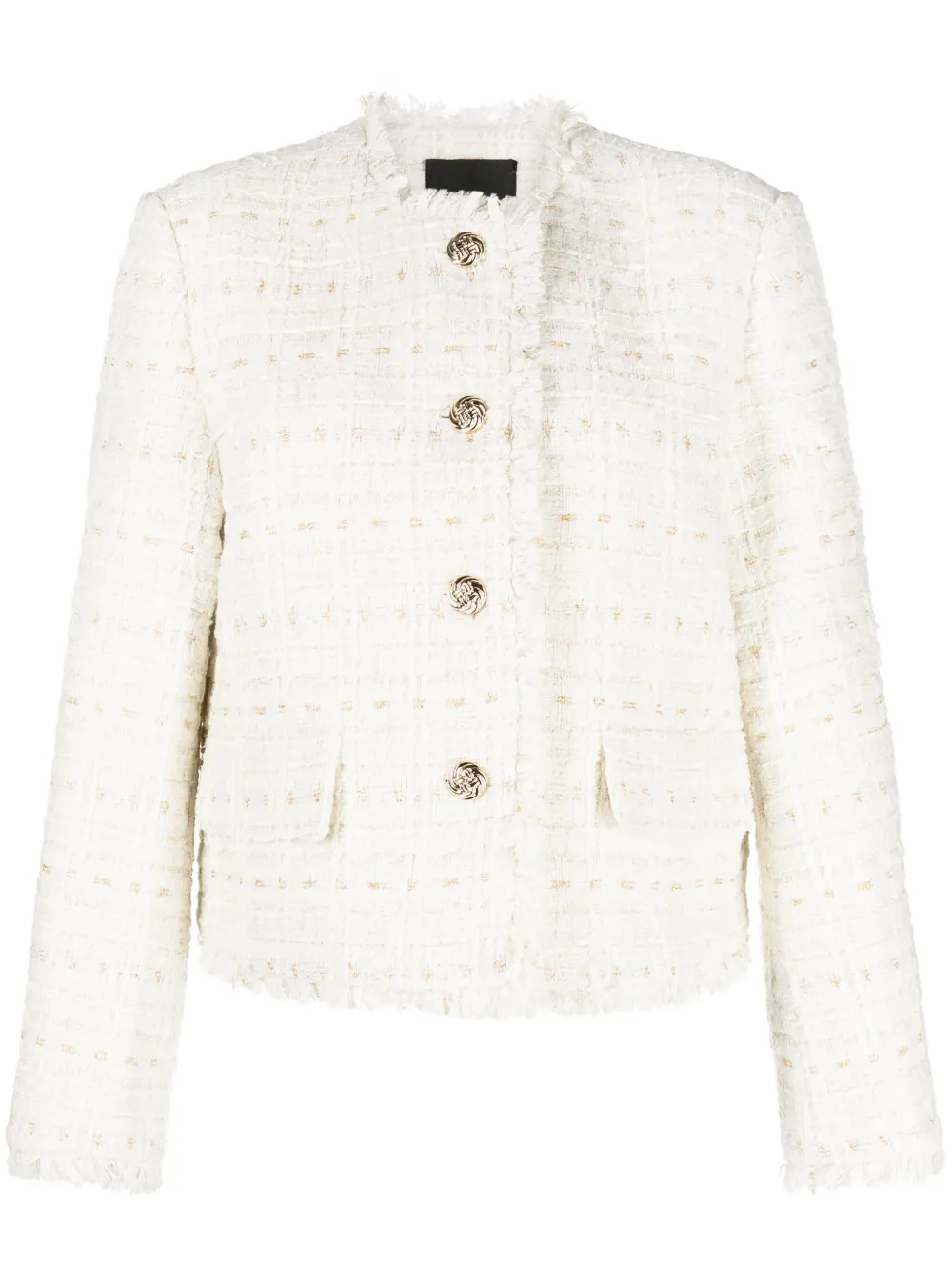 Tout a Coup embossed-button Frayed Tweed Jacket - Farfetch | Farfetch Global