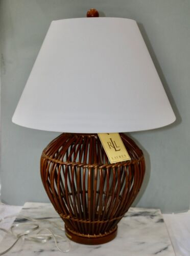 Ralph Lauren Brown Rattan Wicker Hollow Table Lamp    New with Tags | eBay US