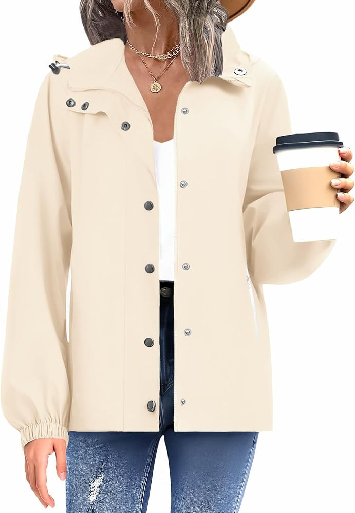 Zeagoo Women's Waterproof Rain Jacket With Hood - Lightweight Windbreaker Raincoat With Pockets f... | Amazon (US)