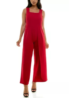 Nina Leonard Women's Crepe Jumpsuit, Red, Large | Belk