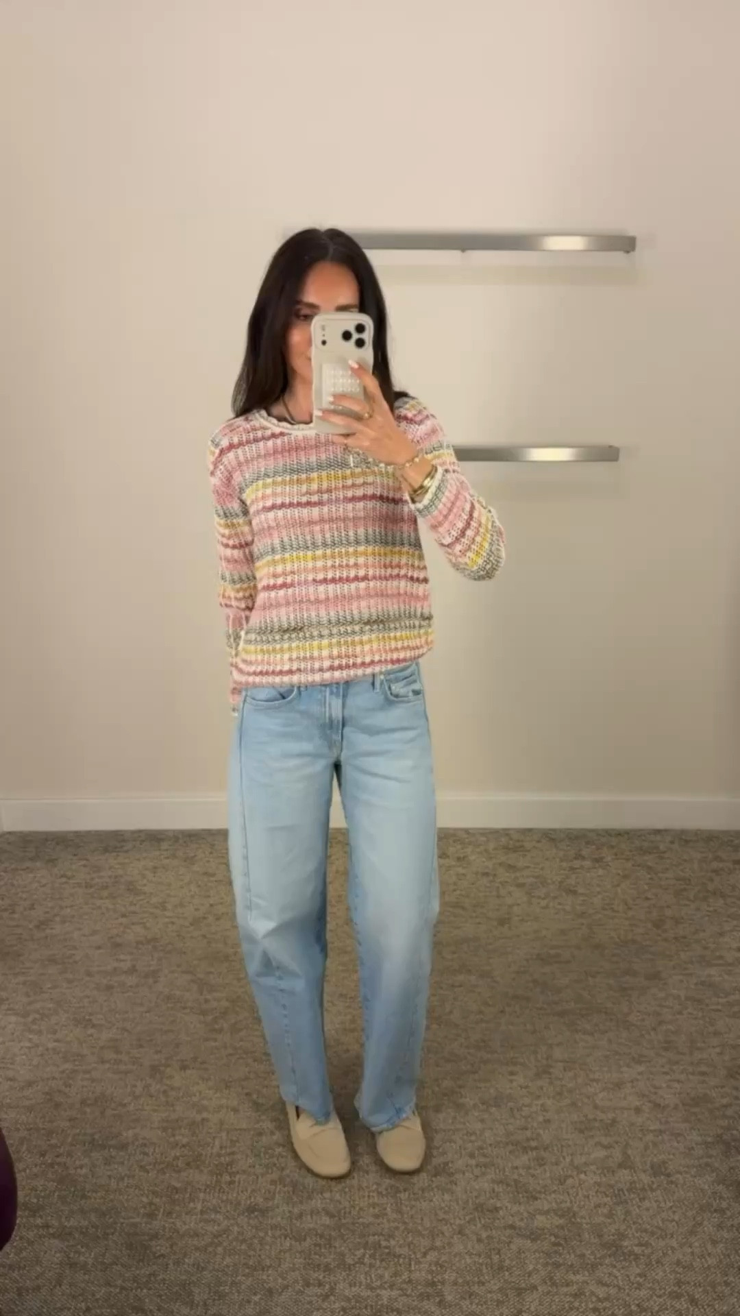 Spring look with striped sweater and MOTHER barrel leg jeans.

casual style, nordstrom, comfy loafers, annabrstyle

#LTKOver40