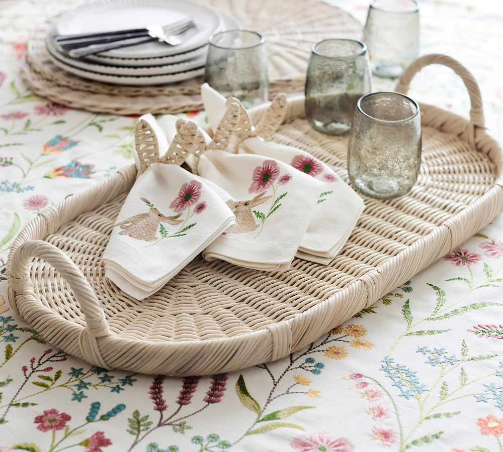 Handwoven Wicker Oval Serving Tray | Pottery Barn (US)