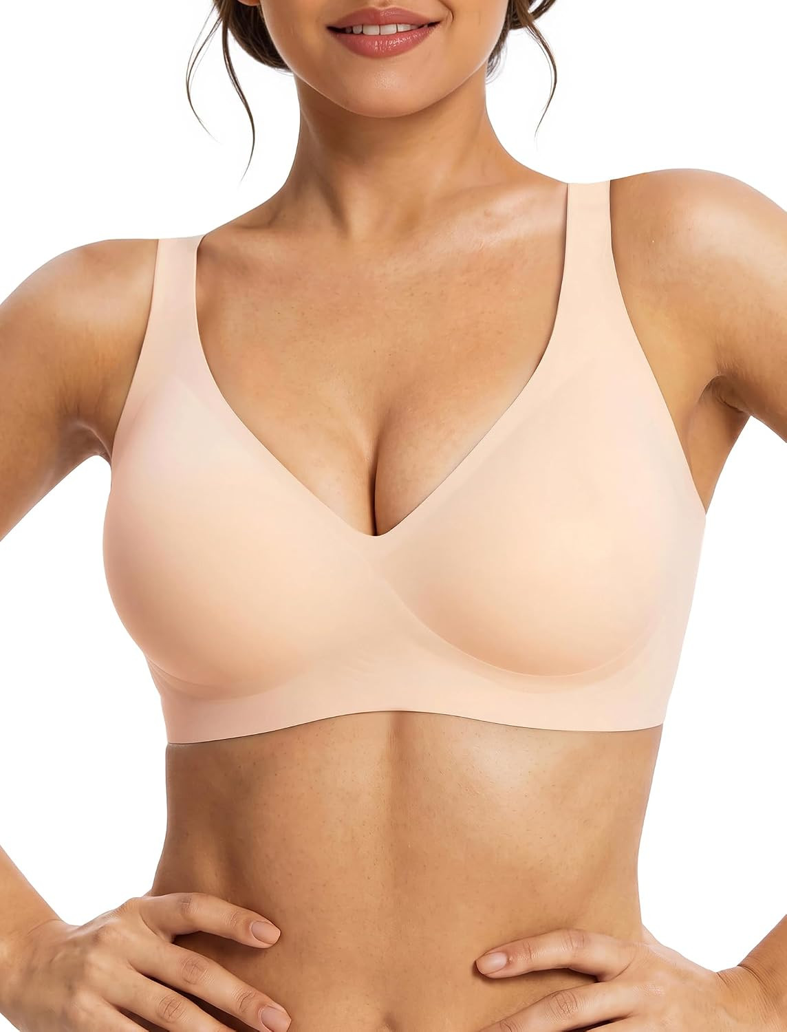 Resides Womens Jelly Bra Wireless Deep V T Shirt Bra Push Up Seamless | Amazon (US)