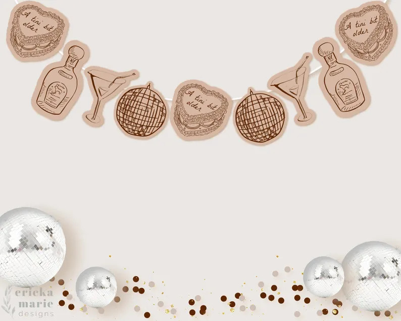 A Tini Bit Older Martini Theme Party Garland Birthday Party Espresso Martini Martinis Disco Balls... | Etsy (US)