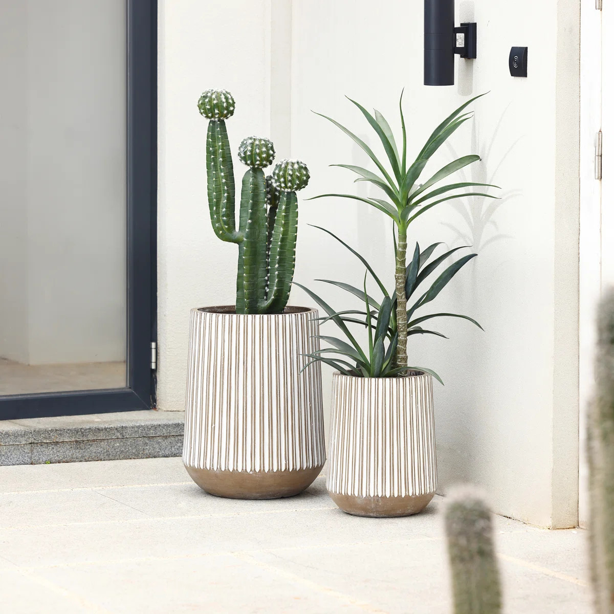 Jarmall Round Brown and White Striped Handmade Tall Pot Planter | Wayfair North America