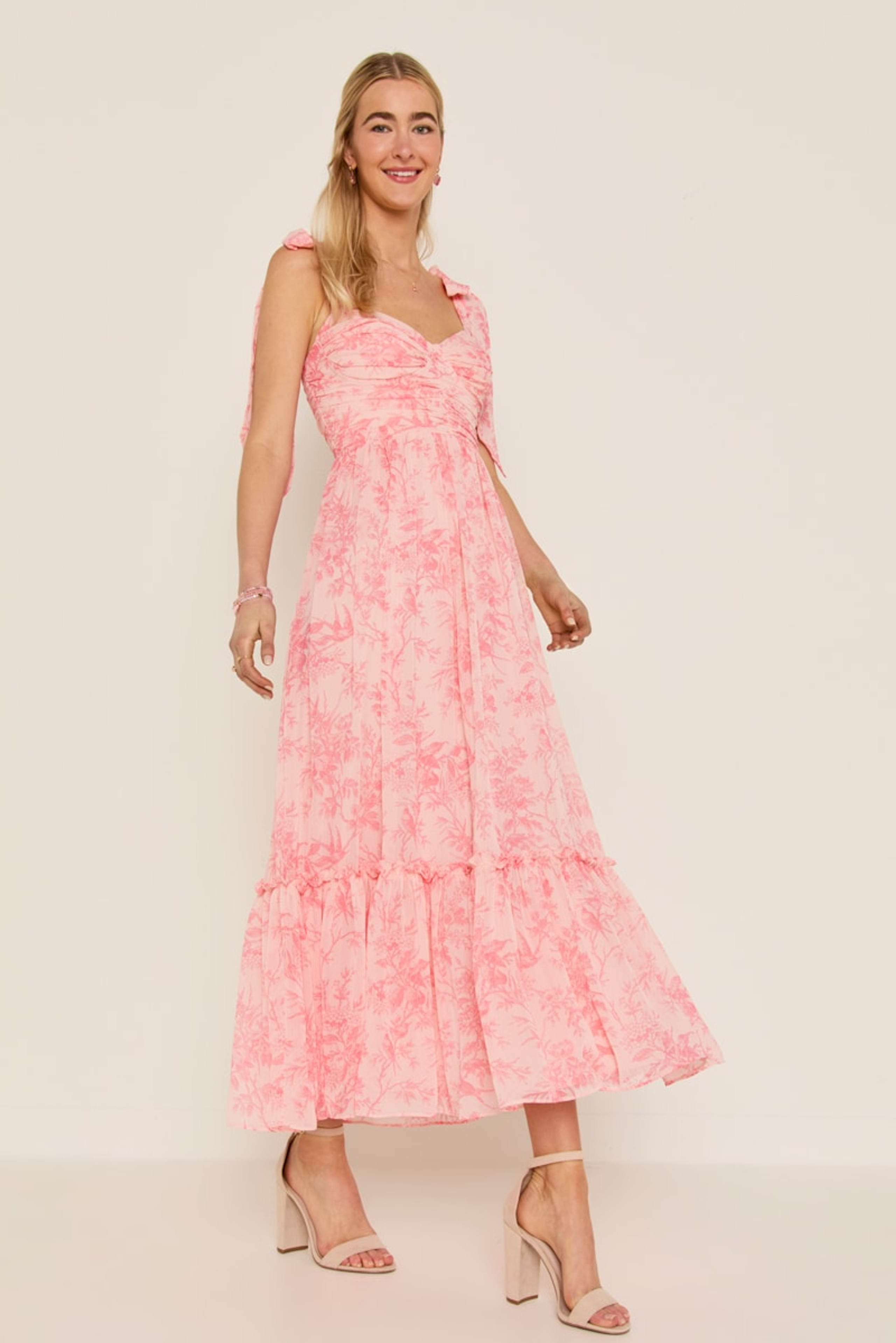 April Floral Organza Ruffle Tiered Maxi Dress | Francesca's