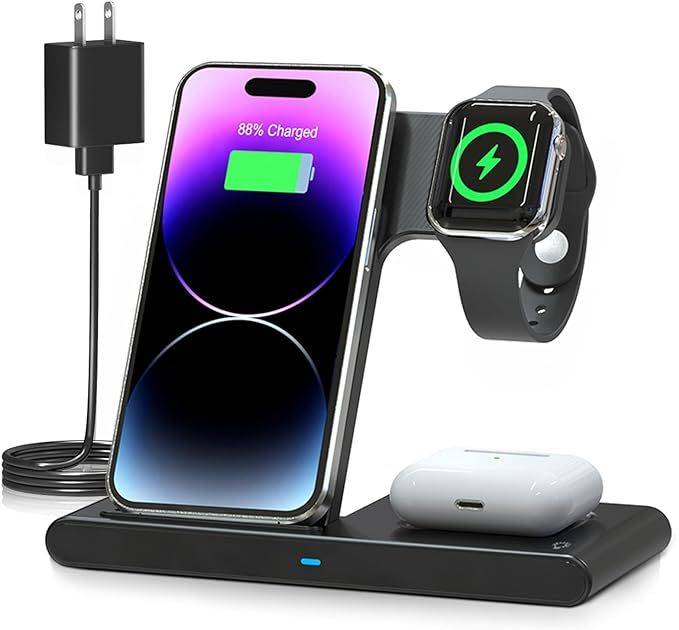 Wireless Charger iPhone Charging Station: 3 in 1 Charger Stand Multiple Devices for Apple - iPhon... | Amazon (US)