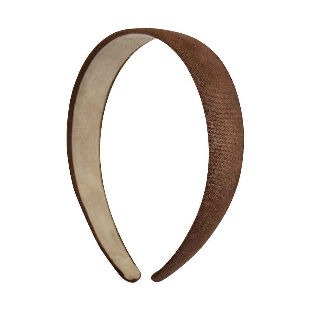 Motique Accessories 1 Inch Wide Suede Like Headband Solid Hair band for Women and Girls - Brown | Amazon (US)