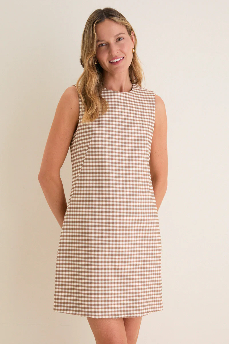 Mocha Gingham Yvette Mini Dress | Tuckernuck (US)