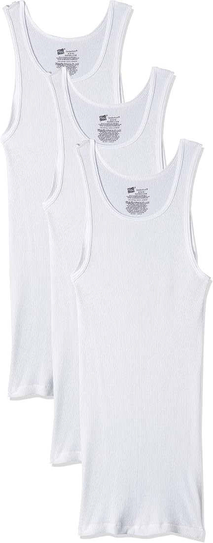 Hanes Men's Cotton Tank Undershirts Pack, Moisture-Wicking Ribbed Tanks, lightweight Cotton Tank ... | Amazon (US)
