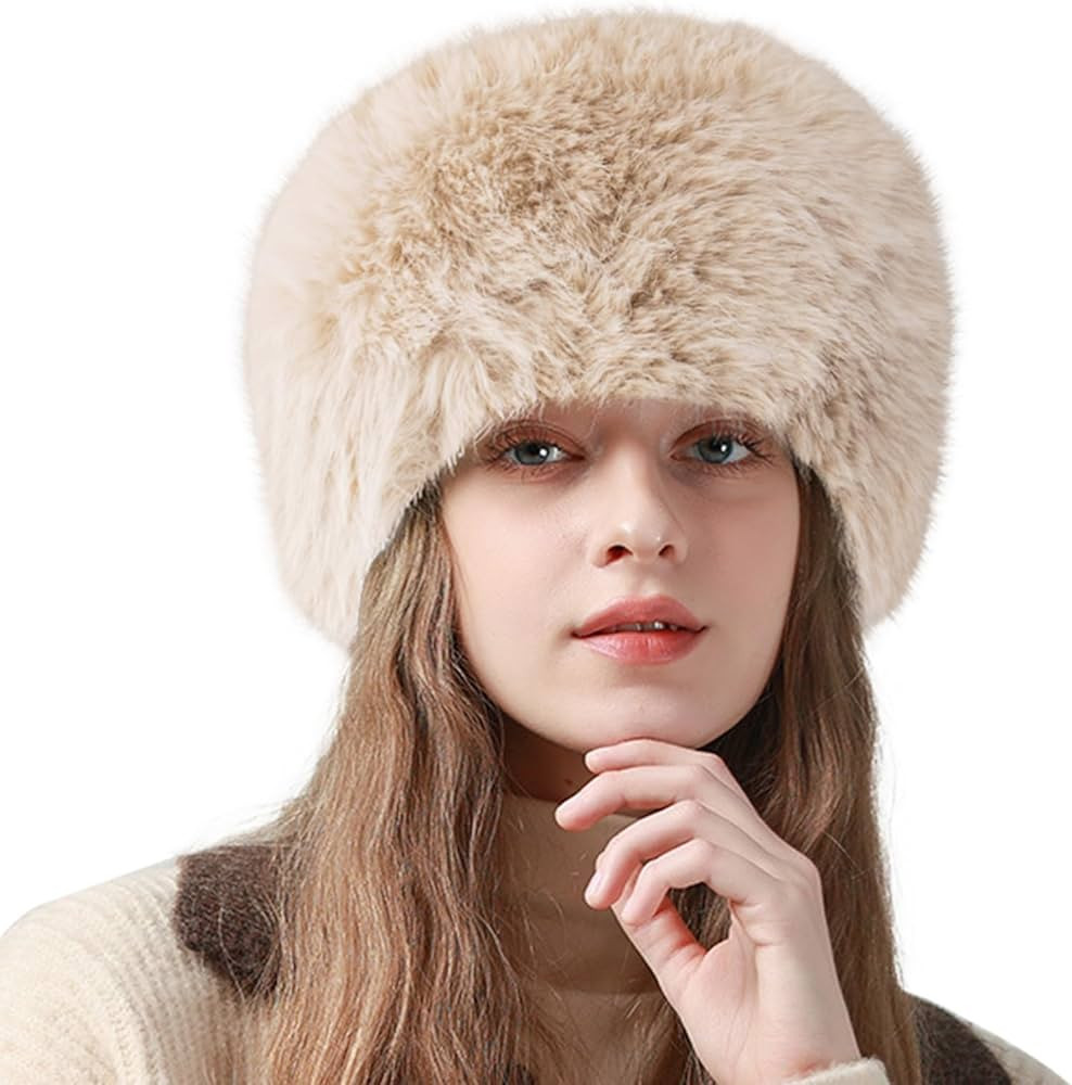 Peicees Winter Faux Fur Hat for Women Girls Cossack Russian Style Hat Ladies Ushanka Fuzzy Furry ... | Amazon (US)
