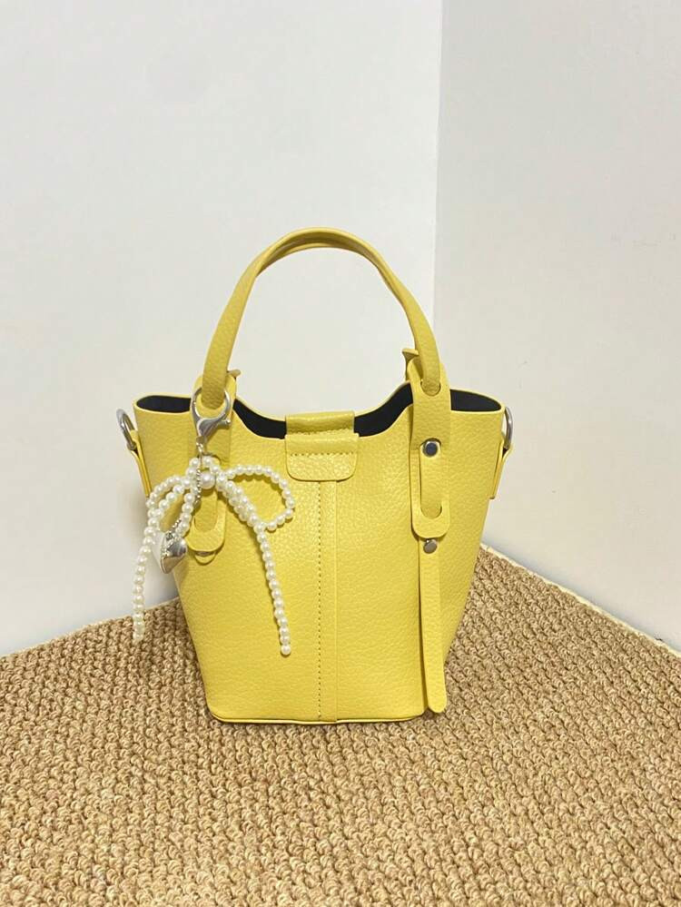Mini Yellow Tote Bag For Women, Lightweight Handbag With Cosmetic Pouch, Suitable For Daily Commute To Carry Wallet, Phone And More, Yellow | SHEIN