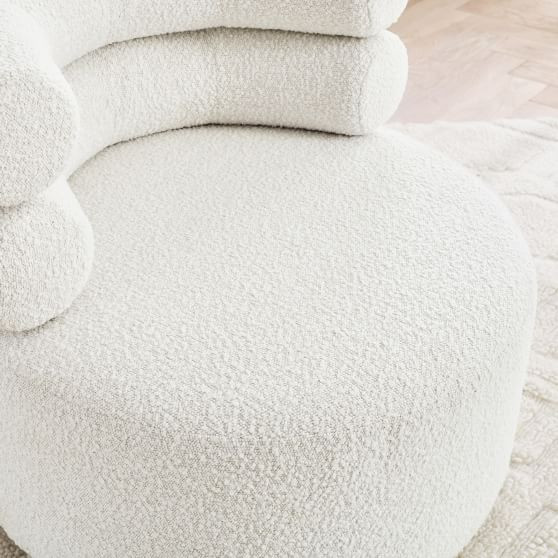 Chunky Boucle Ivory Hug Swivel Chair | Pottery Barn Teen