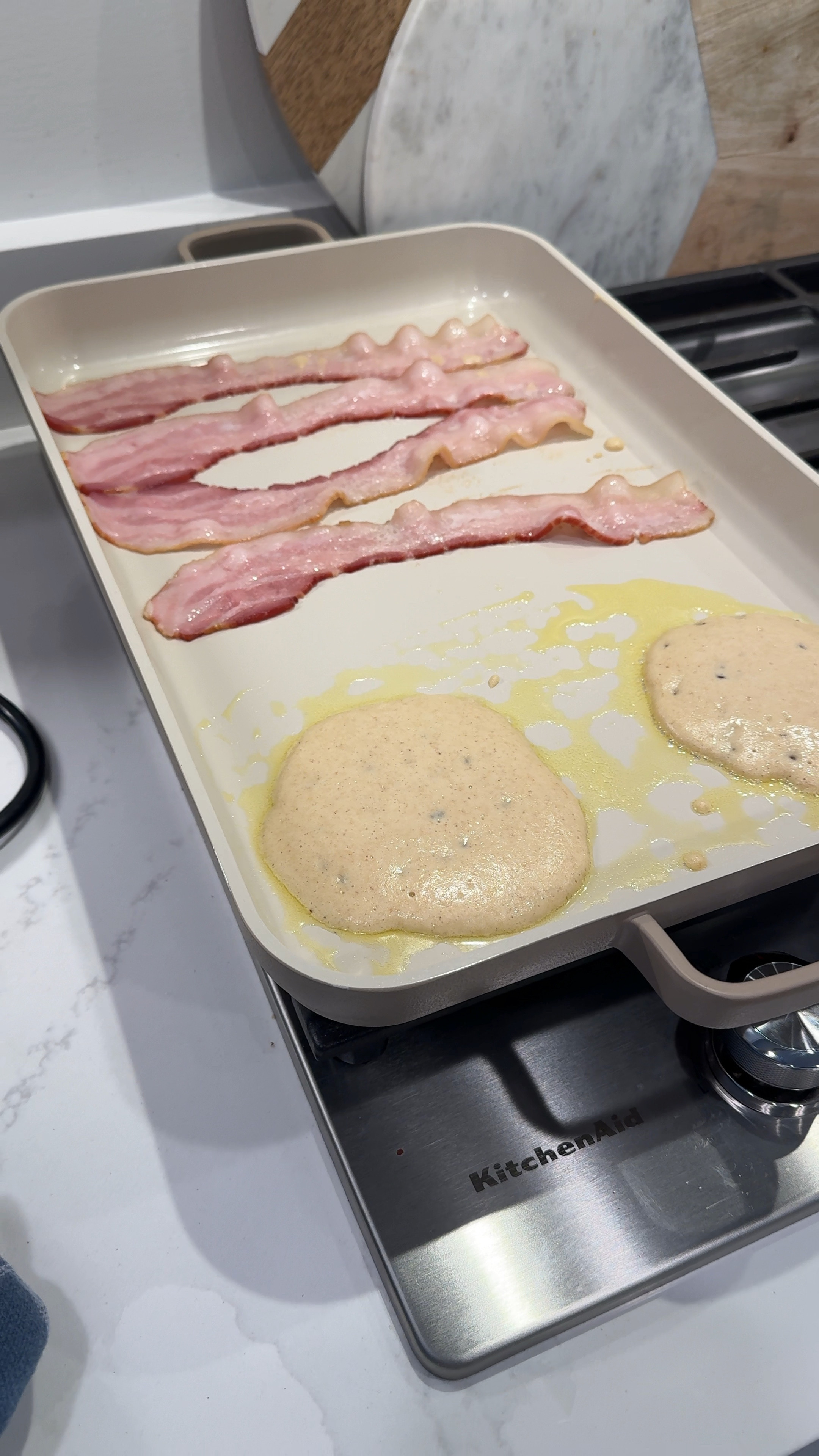 Snow day breakfast!
Love this griddle pan - that’s also a nonstick sheet pan. 

Nonstick ceramic coating is made without PTFEs, PFOAs, other PFAS, as well as potentially toxic materials like lead and cadmium

#LTKGiftGuide #LTKFamily #LTKHome