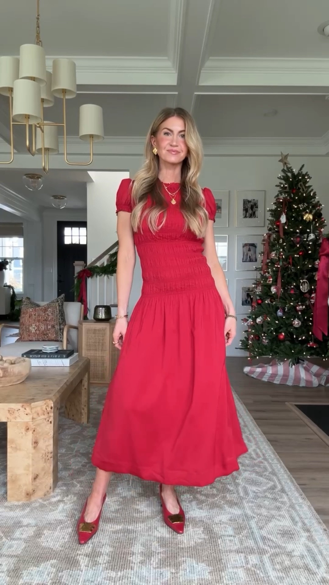 Holiday look from @anthropologie
Dress: runs TTS, wearing size 2.
Kitten heels: run TTS. 

#LTKHoliday