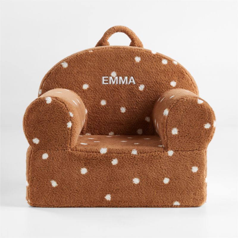 Large Caramel Sherpa Polka Dot Personalized Kids Lounge Nod Chair | Crate & Kids | Crate & Barrel